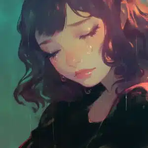 Ung kvinde med lukkede øjne og tårer på kinderne, illustrerer følelsen af sorg og den indadvendte proces, hypnose kan hjælpe med at forløse.