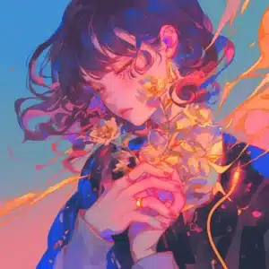 Illustration af en person, der symboliserer lindring og heling omgivet af farverige energifelter – repræsenterer temaet hypnose mod kroniske smerter og den indre styrke, der kan genvindes.