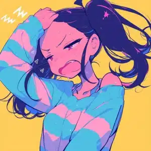 Illustration af en kvinde i farverige drømme – symbol på søvnproblemer og indre uro før hypnose